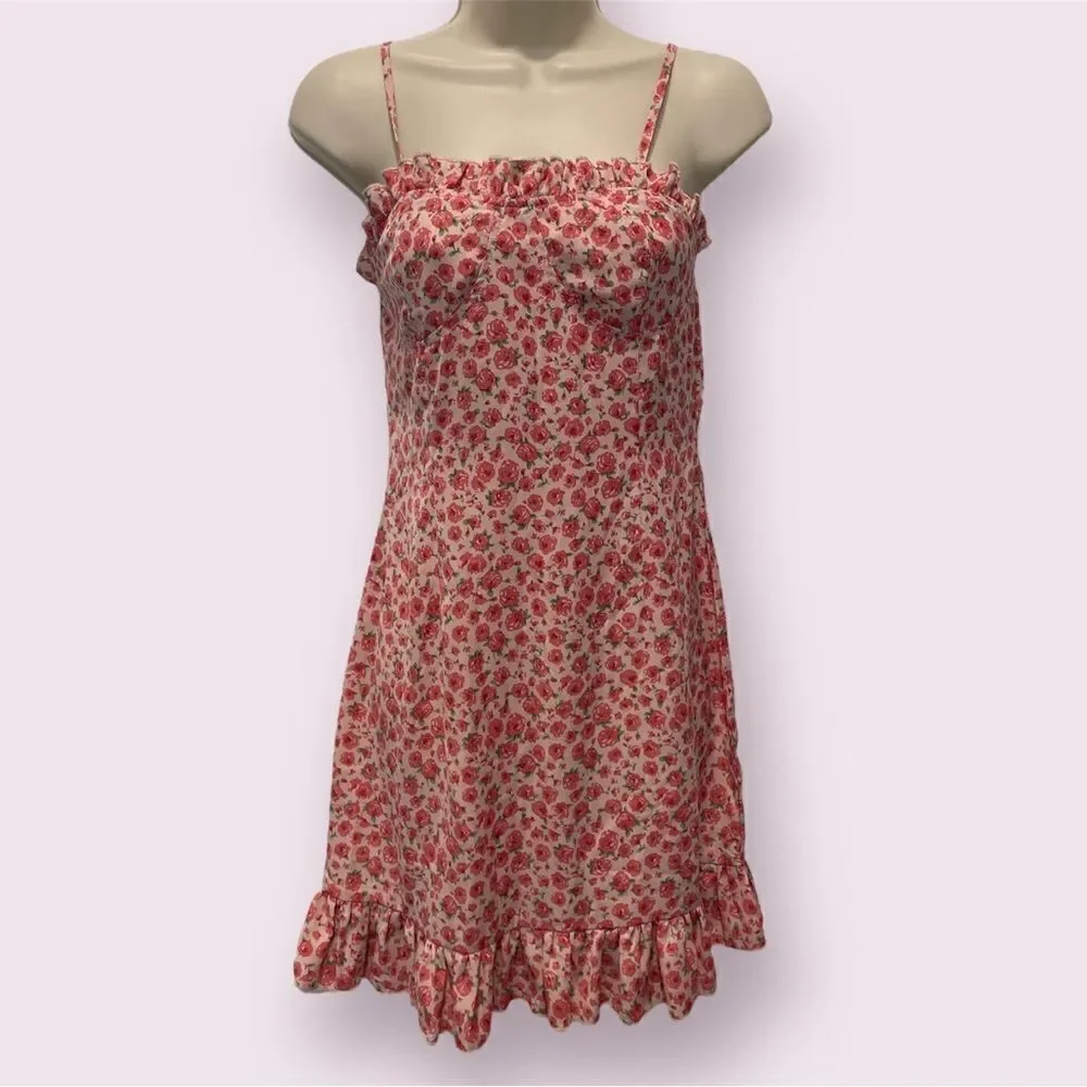 Sweetheart Neckline Rose Dress with Ruffled Trim Size Extra Small - Picture 2 of 6